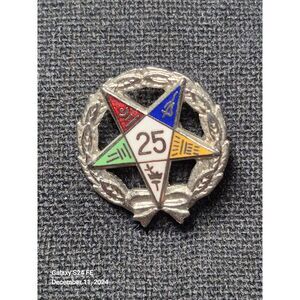 Vintge Order of the Eastern Star Lapel Pin Masonic Mason Collectible 25 Year EUC